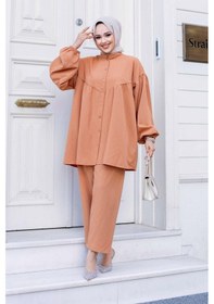 Resim Misskayle Balon Kol Tesettür Camel Takım Camel 