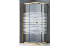 Resim Durul Duşakabin Altın Profil Çizgili Cam 