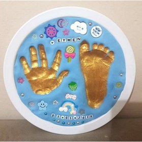 Resim statik hamur bebek el ayak izi seti Erkek Bebek Mavi El Ayak İzi Çerçeveli Set 