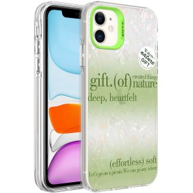 Resim Apple iPhone 11 Kılıf Mermer Desenli Zore Marbello Kapak-Yeşil 