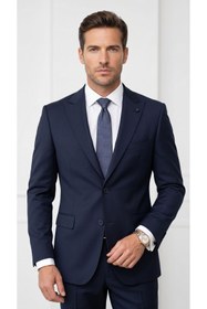 Resim Plus Scorpion Erkek Blazer Ceket Twill Puntolu Kırlangıç Yaka 2 Düğmeli Çift Yırtmaçlı Slim Fit 