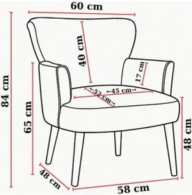 Resim Waterybrook Tekli Berjer Koltuk - Kapitoneli Babyface Kumaş - Beyaz Ahşap Ayaklı - Retro Modern Tasarım Gül Kurusu 