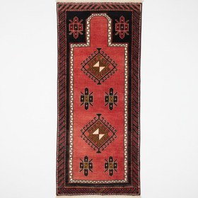 Resim Vintage Nomadic Turkish Runner Carpet 2x5ft | Authentic Wool Hallway Rug 