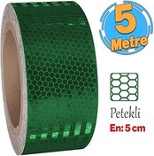 Resim 5 METRE Yapışkanlı Gece Parlayan Reflektörlü 5 cm Reflektif İkaz Bandı Koyu Yeşil Renk Şerit Bant 