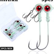 Resim 5 adet Anmuka 3D Balık Gözü Jigging Kancası, Karanlıkta Parlayan Kurşun Başlıklı Uzun Saplı, Gece Balıkçılığı için Karbon Çelik Ağırlıklı Kancalar, Karışık Renkler, 1 Paket 