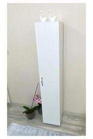 Resim IRMAK DÜNYASI Çok Amaçlı Dolap Tek Kapaklı Dolap 5 Raflı Banyo Dolabı Mutfak Kiler Dolabı Beyaz Erzak Dolabı 