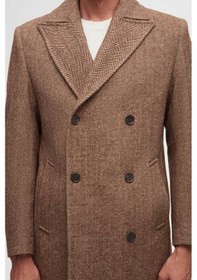 Resim Ds Damat Regular Fit Kahverengi Balıksırtı Kruvaze Palto 3hf0832200151 Kahverengi 