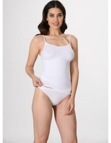 Resim Miss Fit Kadın Ince Ip Askılı Ripli Atlet Seamless Beyaz M-L Çok Renkli 