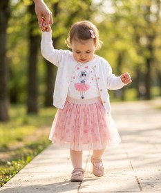 Resim Çiçek Baskılı Pembe Kız Bebek Tütü Etek | 6-18 Ay - 6 Ay 