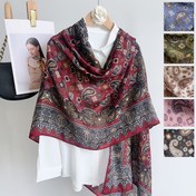 Resim 1 adet Etnik Desenli Şal, Polyester %100 Örme Sıcak Seyahat Eşarbı, Makinede Yıkanabilir, Dekoratif Esnek Olmayan Hafta Sonu Rahat Şal, Tüy Yok 