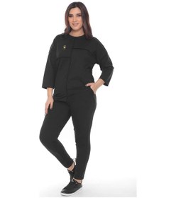 Resim Lady Majestic Cotton 1. Kalite Büyük Beden Özel Tasarım Eşofman Takımı Siyah 