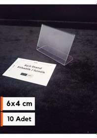 Resim 10 Ad Şeffaf Plastik Etiketlik İsimlik 6x4 Cm Kartvizitlik Ayaklı 
