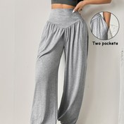 Resim Kadınlar için Yüksek Bel Şekillendirici Jogger Pantolonlar Cepli - Açık Mor, Elastik Bel Bandı, Bol Kesim, Yoga, Fitness ve Günlük Kullanım için Çok Yönlü 