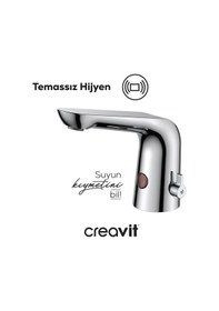 Resim Creavit Çift Su Girişli Yandan Kumandalı Fotoselli Lavabo Armatürü Es2570 
