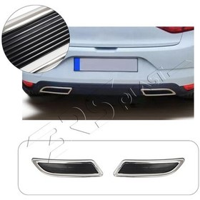 Resim Renault Megane 4 Hb 2016-2020 Uyumlu Egzoz Çıkış Kromu 2 Parça Paslanmaz Çelik 