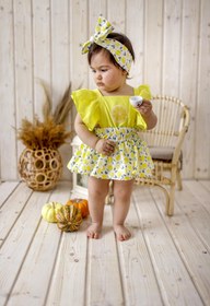 Resim aryakids Kız Bebek Bandanalı Tatlı Meyveler Elbise Limon 