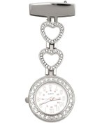 Resim Neevoyu Gümüş Altın Kalp Zincirli Doktor Hemşire Kol Saati, Taşlı Kol Saati, Portatif Penda Saati, Kuartz Hareketli, Cam Gözlük, Alüminyum Kasa Çok Renkli 