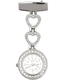 Resim Neevoyu Gümüş Altın Kalp Zincirli Doktor Hemşire Kol Saati, Taşlı Kol Saati, Portatif Penda Saati, Kuartz Hareketli, Cam Gözlük, Alüminyum Kasa Çok Renkli 