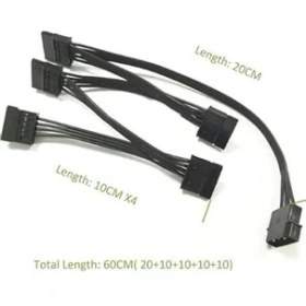 Resim Plus PX-4355 Molex To Sata Kablo, Psu Sata Çoklayıcı, 5 Port Sata Power Çoklayıcı, 60CM Uzunluk 