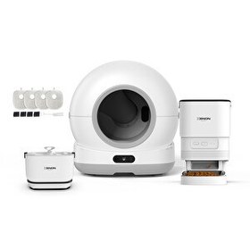 Resim Xenon Smart Akıllı Kamerasız Kedi Tuvaleti Çelik Kaseli Mama Kabı Bataryalı Su Pınarı ve Filtre 4'lü Pet Seti 