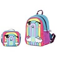 Resim United Colors Of Benetton Gökkuşağı Desenli Anaokul Çantası Seti - Anaokul Çantası - Beslenme Çantası 