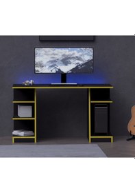 Resim Kronos Oyuncu Masası - Bilgisayar Masası - Gamer Masası - 59x136 Cm Afm180 Siyah - Sarı 
