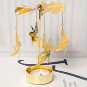 Resim Peri Mum Döndürücü, 1 Adet Altın Metal Dönen Karusel, Melek Çanları Şamdan Tutacağı, Romantik Temalı Noel, Cadılar Bayramı, Şükran Günü için Masaüstü Mum Tealight Dekoru 