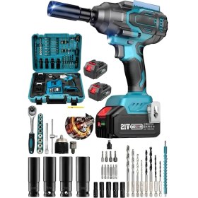 Resim SCHUTZENGER 1000 Nm Kademeli Yüksek Torklu Somun Bijon Araç Somun Sökme Makinesi Kömürsüz Bakır Motor Mavi 