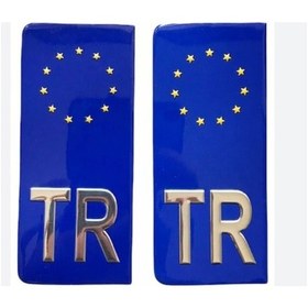 Resim Tr Mavi Plaka Yapıştırma Sticker 2 Adet 