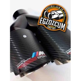 Resim 90 mm Full Karbon Içi Krom Akrapoviç Msport Çiftli Sol Egzoz Eksoz Ucu 