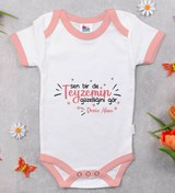 Resim Bitmeyen Kartuş Bk Kids Kişiye Özel Pembe Bebek Body Zıbın - Model 55 