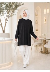 Resim Esra Butik78 Siyah & Beyaz Uzun Kollu İçlik Standart Beden Boy: 75 Cm 