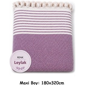 Resim Pamuklu Kaymaz Hasır Dokuma Maxi Boy Kolları Örten Koltuk Örtüsü 180x310 - Leylak 