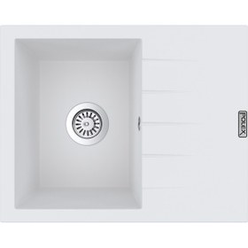 Resim Polex Cristalüx Granit Evye P-S60 Beyaz Tezgah Altı Ve Tezgah Üstü Kare Mutfak Evyesi 60.5x49.5 CM 