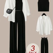 Resim DP010577 Kadın Moda Rahat Ceket Yelek Pantolon Takımı 