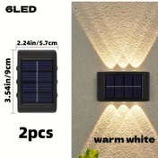 Resim 1/2 Paket Güneş Duvar Lambası, Açık Hava 6LED Yarı Gömme Işık Aparatı, Enerji Tasarruflu Plastik Işık, Anahtar Kontrolü, Güneş Nikel Çinko Pil 600mAh, Balkon ve Bahçe Dekorasyonu için Uygun 