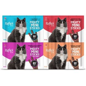 Resim Reflex Plus Meaty Mini Sticks Mix 4 Çeşit Karışık Çubuk Kedi Ödülleri 2 Gr x 20 Sticks 