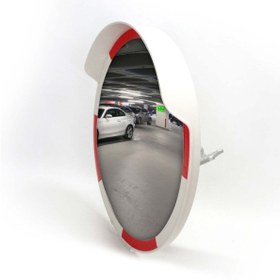 Resim İleri Trafik Trafik Güvenlik Aynası 80 cm Kırmızı-Beyaz ve 2.5 m Galvaniz Flanşlı Direk Set 