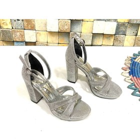 Resim Butik Yeni Sezon Kadın Şık Rahat Platform 9 cm Gümüş Rengi Topuklu Ayakkabı 