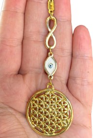 Resim biuti Nazar Boncuğu Sonsuzluk Detaylı Metal Gold Yaşam Çiçeği Araba Dikiz Ayna Süsü, Yeni Araba Hediyesi 