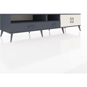Resim Kronos Tv Ünitesi 3 Raflı 2 Çekmeceli 2 Kapaklı 220x59x51 Antrasit-aytaşı/antrasit Aytası/antrasıt - Antrasıt 