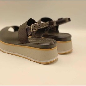 Resim Venüs Siyah Deri Dolgu Topuk Sandalet Siyah 