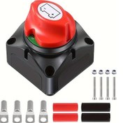 Resim Xuweiwei 12v 24v 48v İçin Kırmızı Pil Bağlantı Anahtarı Deniz Otomobil Kamyon Karavan Ve Motor Uygulamaları İçin 4 Terminal Ana İzolatör On Off 