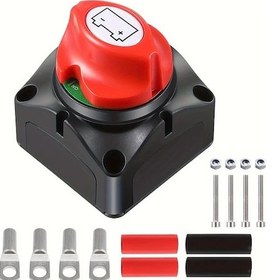 Resim Xuweiwei 12v 24v 48v İçin Kırmızı Pil Bağlantı Anahtarı Deniz Otomobil Kamyon Karavan Ve Motor Uygulamaları İçin 4 Terminal Ana İzolatör On Off 