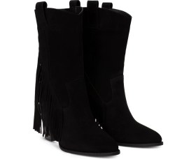 Resim Deery Hakiki Süet Siyah Western Püsküllü Kadın Bot - E4467ZSYHC01 