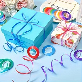 Resim 10 rulo renkli kurdele seti - her biri 10.0 metre, Noel, Cadılar Bayramı, Şükran Günü, mezuniyet, el sanatları, fiyonklar, hediye paketleme, çiçekçi için balon bağlama, düğün ve Sevgililer Günü parti dekorasyonu için uygun 