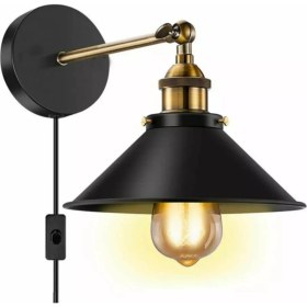 Resim Mediterian Retro rustik siyah metal aplık, şık doğal dekoratif aydınlatma seçeneği 