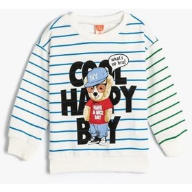 Resim Koton Erkek Bebek Sweatshirt Uzun Kollu Bisiklet Yaka Ayıcık Baskılı Pamuklu 001 