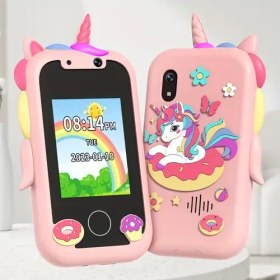 Resim Unicorn & Rainbow Mini Akıllı Telefon Oyuncak - 2.4" Dokunmatik Ekran ile Öğrenme Oyunları, Çift Kamera, 32G SD Kart, USB Şarj Edilebilir, Pastel Pembe ve Mor Tasarım, Doğum Günleri ve Noel Hediyeleri için İdeal, Gençlerin Hediyesi | Eğlenceli Tasarım | Dayanıklı ABS Malzeme, Unicorn Telefon Kılıfı 