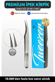 Resim Magic Lash Profesyonel Premium Ucu Çentikli Wolverine Silver Düz Ayırıcı İpek Kirpik Cımbız WS-24 